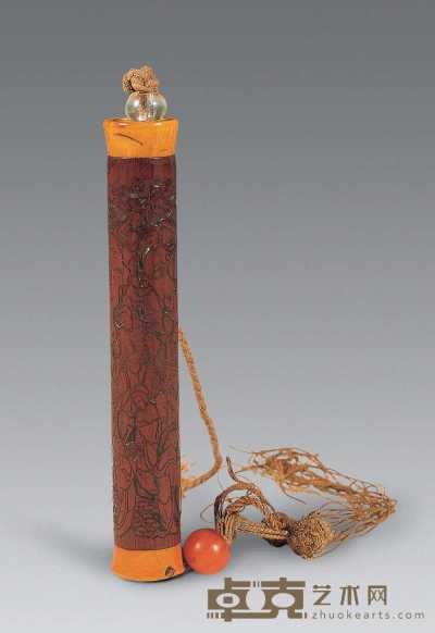 清中期 竹雕信筒 长11.5cm